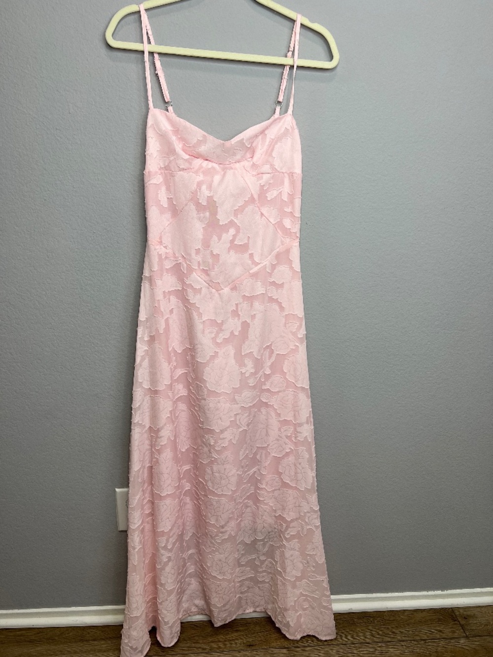 Light Pink Lace Floral Maxi Dress with Corset Back (Size Small)